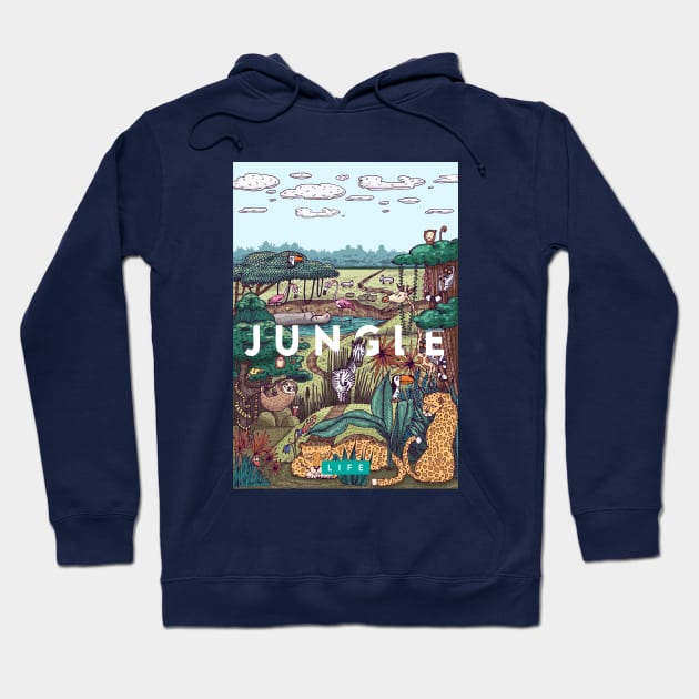 jungle animal illustration Hoodie by Mako Design 